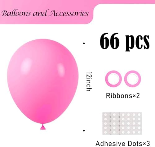Voircoloria 66pcs Pink Latex Party Balloons, 12inch - Image 2