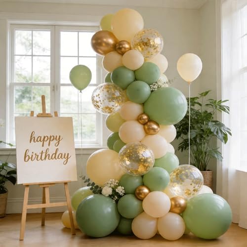 Sage Green and Gold Balloon Arch Kit 129 PCS - Image 5