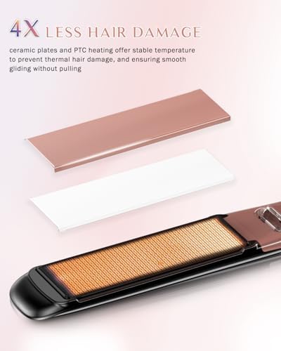 DORISILK 500 Degree High Temp Professional Hair Straightener，30s Fast Heating Ceramic Flat Iron ，2 in 1 Hair Straightener and Curler，Plasma Flat Iron Get Frizz-Free ，Dual Voltage for Travel Using - Image 6