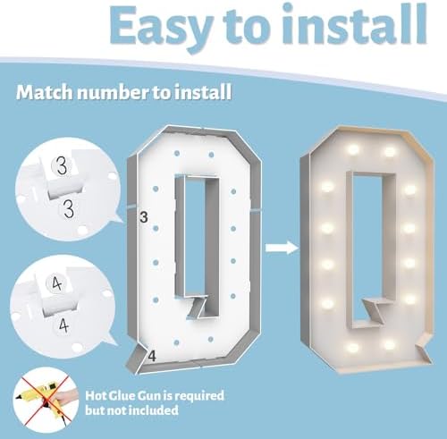 4FT Light Up Marquee Letter Q- Large Foam Board Mosaic Kit - Image 4