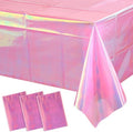 3 Pack Iridescent Plastic Tablecloth, Shiny Disposable Laser Rectangle Table Covers, Holographic Foil Tablecloth Party Decorations for Birthday Bridal Wedding Anniversary Party Supplies, 50 x 100 Inch by EnjoyYourFunnyParties