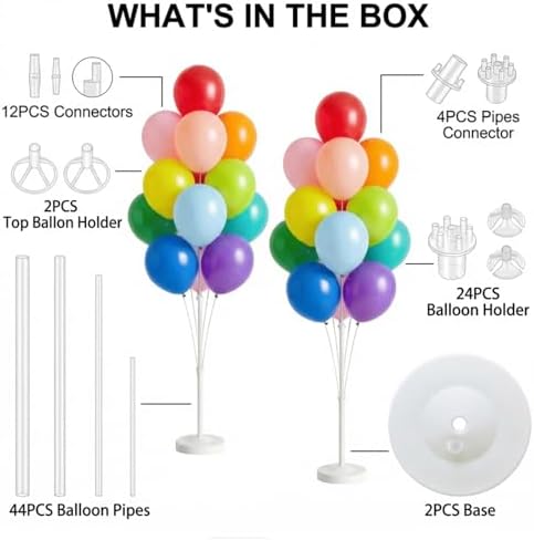 2Set Assorted Bright Balloon Column Stand Kit for Floor or Table Party Decor - Image 2