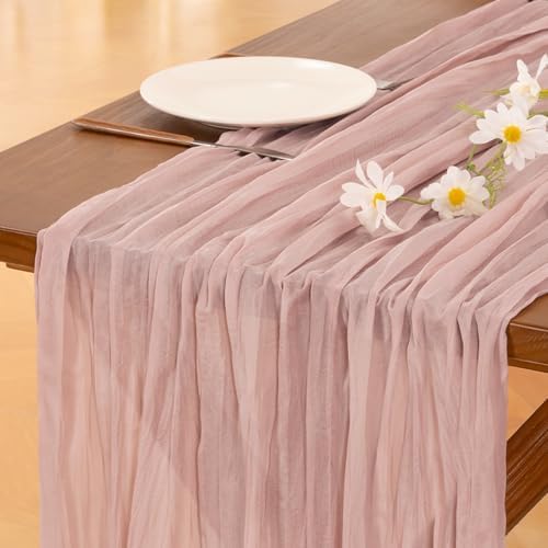 Pink Cheesecloth Table Runner Fall Boho Wedding Birthday Party Home Decor by Socomi