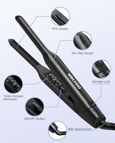 Pencil Flat Iron, 3/10" Small Flat Irons for Short Hair, Mini Hair Straightener with Adjustable Temperature for Edges Pixie Cut and Bangs, Tiny Hair Straightener, Auto Shut Off - Image 5