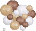 Round Hanging Paper Lanterns Brown Party Decorations 15pcs by zilue