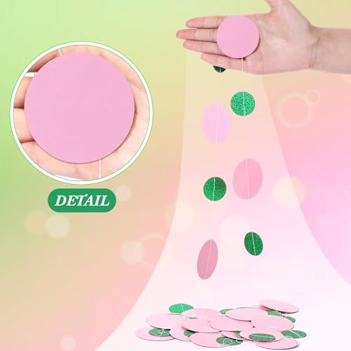 Outus 10 Pieces Pink,Green Round Dots Garland Party Hanging Decor - Image 3