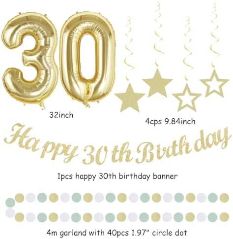 White Gold Sage Green Womens 30th Happy Birthday Party Decorations Hugmoon - Image 3