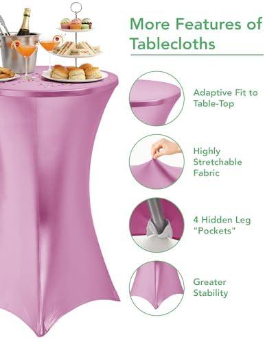 KeyWave Spandex Cocktail Table Covers, 32x43 Inch, Shiny Pink, 8 Pack - Image 4