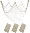 10x5 Ft Fish Net Decorations Party, 3 Pcs Beige Fishing Net Halloween Decor by iHansee