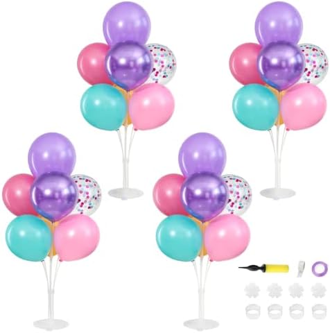 4 Sets Pink Purple Blue Teal Yellow Balloons Stand for Table by ZyloonDecoration