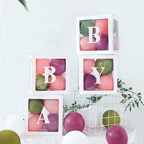 Baby Boxes with Letters for Baby Shower,Clear Baby Shower Decorations Block Boxes for Gender Reveal,Transparent Balloon Box Backdrop Birthday Party,4PCS (Pack of 2) - Image 5