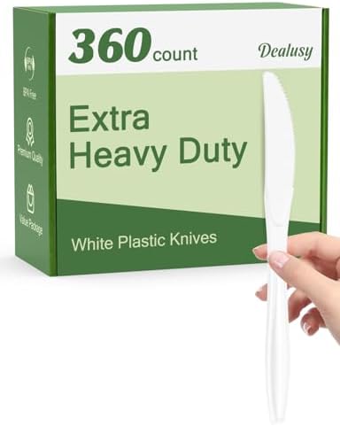 Dealusy 360 Count Extra Heavy Duty White Plastic Knives Disposable by Dealusy