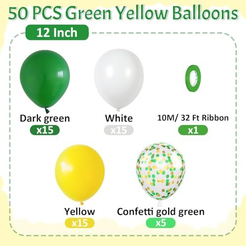 Green Yellow Balloons, 50 Pcs Party Balloons for Golf Birthday Decorations - Image 2