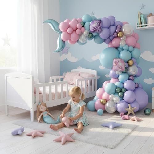 Vellax 78-Pc Mermaid Balloon Garland Arch Kit, Under the Sea Theme - Image 4
