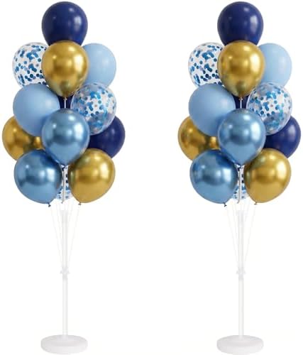 Blue Gold Balloon Column Kit Set of 2 for Floor&Table Party Decor by Tosuced