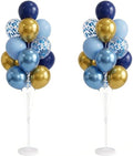 Blue Gold Balloon Column Kit Set of 2 for Floor&Table Party Decor by Tosuced