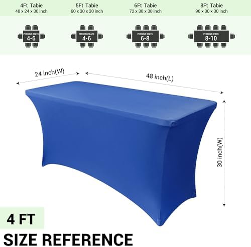 Obstal 4ft Stretch Spandex Table Cover, 2 Pack, Royal Blue - Image 4