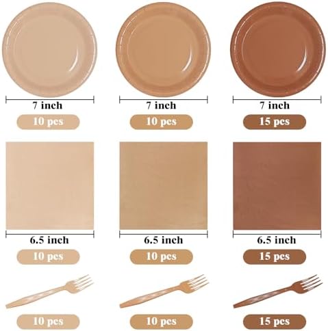 Serves 35 Guests Gradient Brown Plates and Napkins Party Supplies - Image 2
