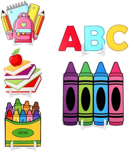 Honoson 5 Pcs Large 32" Back to School Decorations Cardboard Cutouts Standup, Preschool Kindergarten Crayon ABC Alphabet Pencil Backdrop Photo Prop Party Yard Sign for First Day of School Classroom - Image 2
