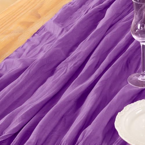 DeZerlor Dark Purple Cheesecloth Table Runners 6 Pack Fall Runners - Image 6