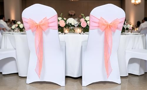 Pack of 50 Organza Chair Sashes for Wedding & Event Décor – Light Orange - Image 2
