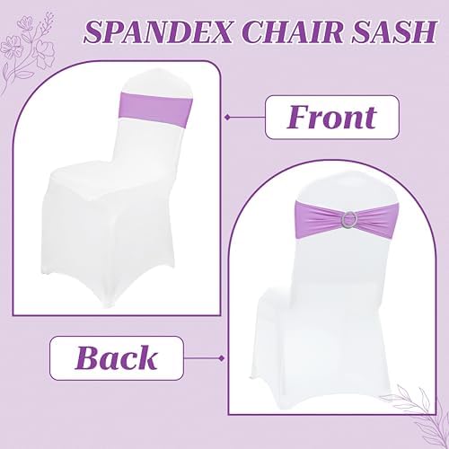 Pack of 75 Spandex Chair Sashes for Wedding Party & Event – Light Purple - Image 4