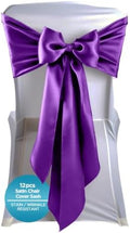 Leading Linens 12 pcs Purple 108"x8" Satin Bow Sash Chair Cover Decoration by LeadingLinens