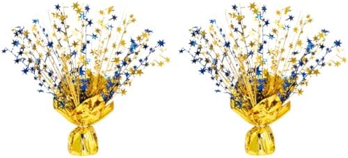 2 Pack Metallic Foil Spray Centerpiece Stars for Wedding, Birthday, Anniversary, Christmas Table Decor, Holiday Festival Baby Shower Graduation Mantle Party Decorations (Gold&Blue) by Unknown