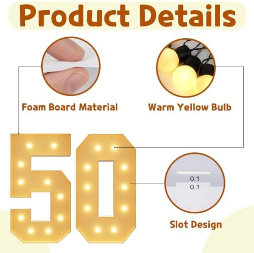 imprsv 50 Marquee Numbers, 4FT Light Up Numbers for 50th Birthday Decor - Image 4