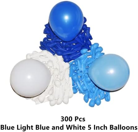 300 Pack Blue and White Balloons 5 Inch Mini Blue Light Blue White Latex Small Balloons Set for Birthday Wedding Bridal Baby Shower Supplies Graduation Party Decorations - Image 2