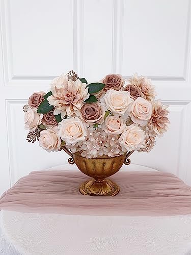 FACINOC Roses Artificial Flowers Taupe Beige Bouquets Fake Flower Box Set - Image 6