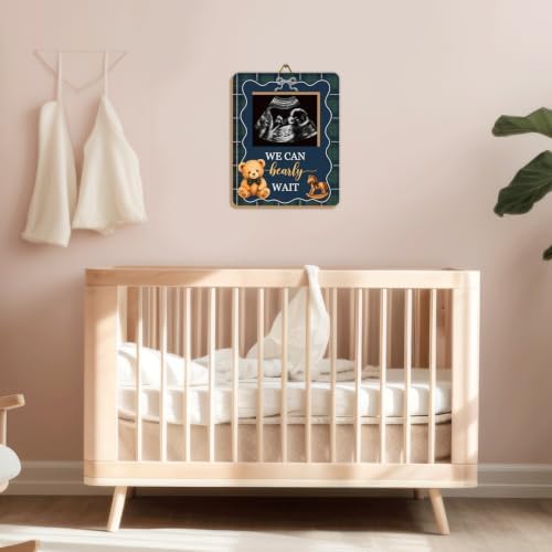 Bear Baby Shower Decor Frame, Vintage Tartan Preppy Bear Baby Shower Party Supplies, for Expecting Parents-to-Be Keepsake Gifts, Pregnancy Sonogram Frame Keepsake, Gender Reveal Present - Image 4