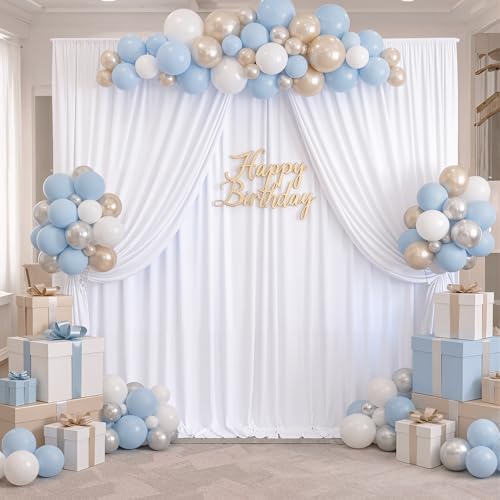 50ft×10ft Wrinkle Free White Backdrop Curtain for Parties, 10 Panels 5×10ft Polyester Photo Backdrop Drapes Wedding Back Drop Cloth for Birthday Baby Shower Photography Background Curtains - Image 5