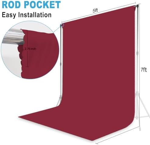 Burgundy Photography Backdrop for Photoshoot, Fabric, 5x7 FT - Image 2
