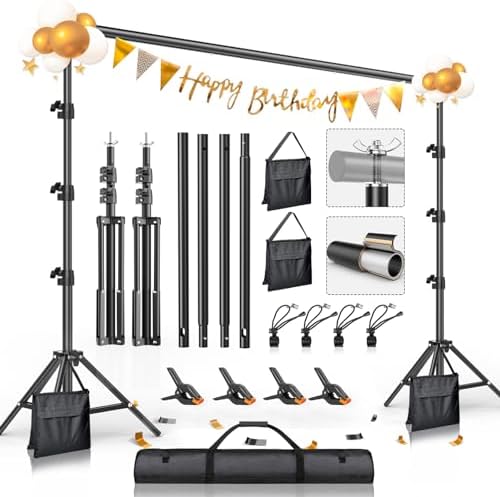 BEIYANG 8.5 x 10 FT Photo Backdrop Stand Kit, Adjustable Background Holder Support System Kit with Carrying Bag, for Photography Video Stutio, Parties Decoration, Advertising Display by BEIYANG