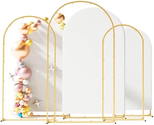 Toolterritary Set of 3 Metal Arch Backdrop Stand with Cover Set, (7.2FT, 6.6FT, 6FT Wedding Arch and Cover Set), Backdrop Arch for Party, Baby Shower, Birthday, and Graduation Ceremony by Unknown