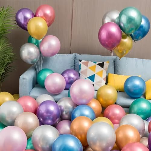 300 Pack Metallic Balloons 12 Inch Chrome Shiny Assorted Colors Latex Rainbow Bulk Balloon 12 Kinds Colorful for Birthday Wedding Bridal Baby Shower Supplies Party Decorations - Image 3