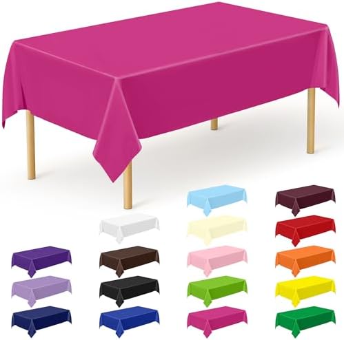 12 PCS Rose Red Disposable Tablecloth, Rectangle Plastic Table Cover, Elegant Smooth Table Cloth, 54 X 108 IN Hot Red Disposable Tablecloth for Birthday Parties, Weddings, Picnics, and Outdoor Events by QZYL