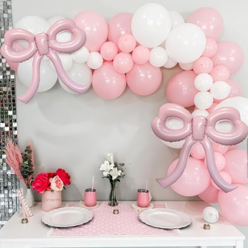 4 Pcs Light Pink Bow Balloons Bow Party Decorations for Girl Women Bow Birthday Decorations Giant Pastel Pink Bow Balloon for Graduation Baby Shower Bridal Wedding Decor Bachelorette Party Supplies - Image 3
