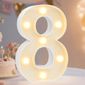 Decorative Led Light Up Number Letters, White Plastic Marquee Number Lights Sign Party Wedding Decor Battery Operated Number (8) by Pooqla