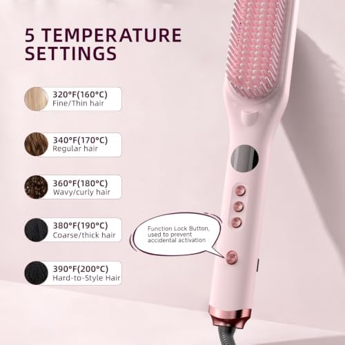 Steam Hair Straightener Brush, Straightening Brush for Curly Hair, Fast Salon Results with Less Damage, Anti-Frizz and Hair Nourishment - Image 2