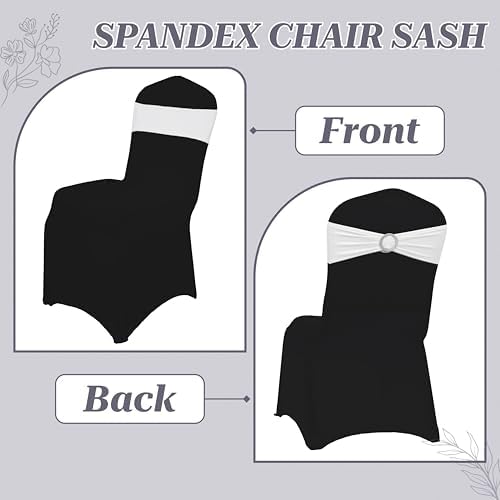 MDS Pack of 75 Spandex Chair Sashes for Wedding Party & Event – White - Image 4