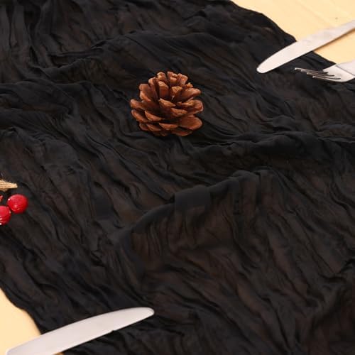 1 Pack Black Cheesecloth Table Runner 120 Inch Boho Wedding Decor - Image 6