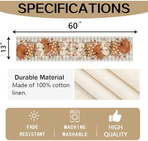 RABUSOFA Fall Table Runner 13x60 Inch Fall Decorations for Home - Image 6
