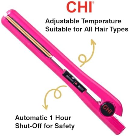 CHI Tourmaline Ceramic Flat Iron Hair Straightener 1", Pure Pink 1" Plates - Image 3