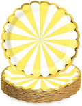 50 Pcs Yellow Party Paper Plates with Gold Scalloped Edge, Yellow Disposable 9 inch Scalloped Paper Dessert Plates Party Supplies for Birthday Bridal Shower Picnic, Striped by WelcometoUVTQSSP