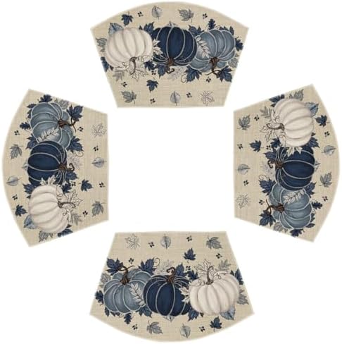 Artoid Mode Navy Blue Pumpkins Fall Wedge Placemats Set of 4-12 x 18 Inch by ArtoidMode