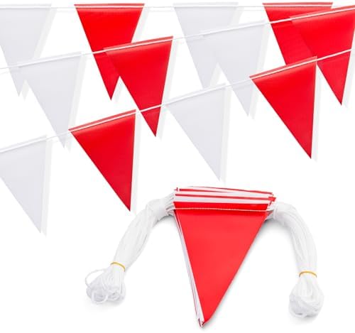 Safety Warning Pennant Banner Flags(RED+WHITE,45pcs,105FT) by Unknown