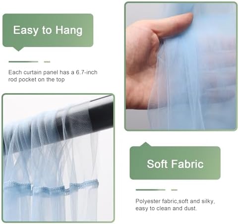 Tulle Backdrop Curtain with Lights 10x8FT Baby Blue Sheer Curtains - Image 5