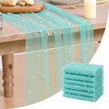 Artoid Mode 6-Pack Pearl Turquoise Gauze Table Runner 10FT Home Decor by ArtoidMode